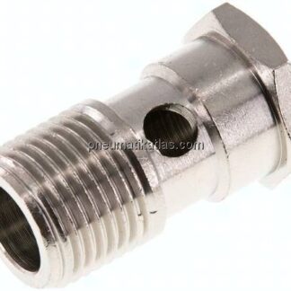 Hohlschraube, 1-fach G 1/2"-37,3mm, Messing vernickelt