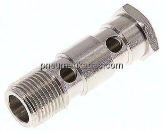 Hohlschraube, 2-fach G 1/2"-62,5mm, Messing vernickelt