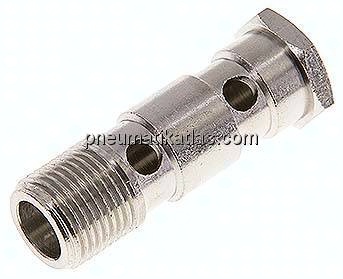 Hohlschraube, 2-fach G 1/2"-62,5mm, Messing vernickelt