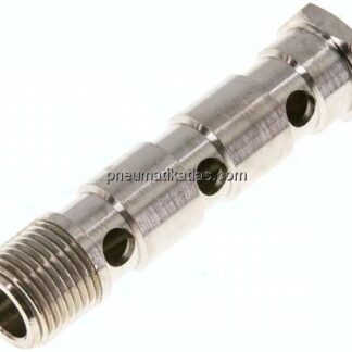 Hohlschraube, 3-fach G 1/2"-89mm, Messing vernickelt
