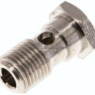 Hohlschraube, 1-fach G 1/4"-25mm, Messing vernickelt