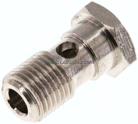 Hohlschraube, 1-fach G 1/4"-25mm, Messing vernickelt