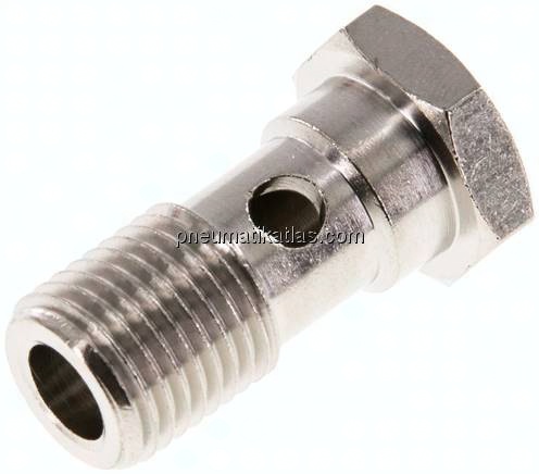 Hohlschraube, 1-fach G 1/4"-28mm, Messing vernickelt