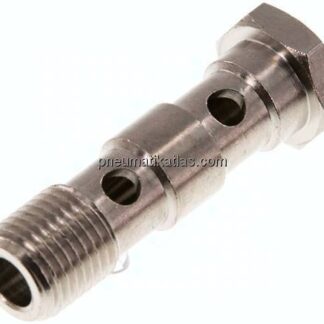 Hohlschraube, 2-fach G 1/4"-46mm, Messing vernickelt