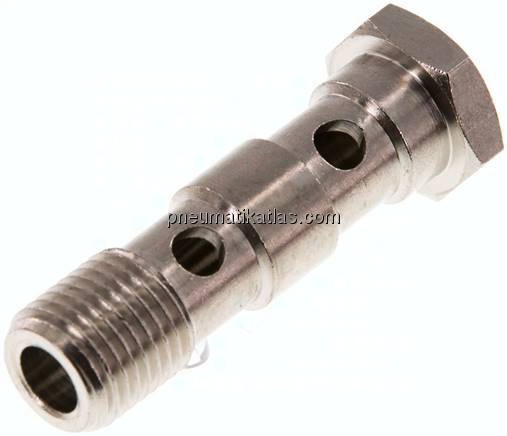 Hohlschraube, 2-fach G 1/4"-46mm, Messing vernickelt