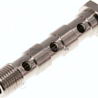 Hohlschraube, 3-fach G 1/4"-67mm, Messing vernickelt