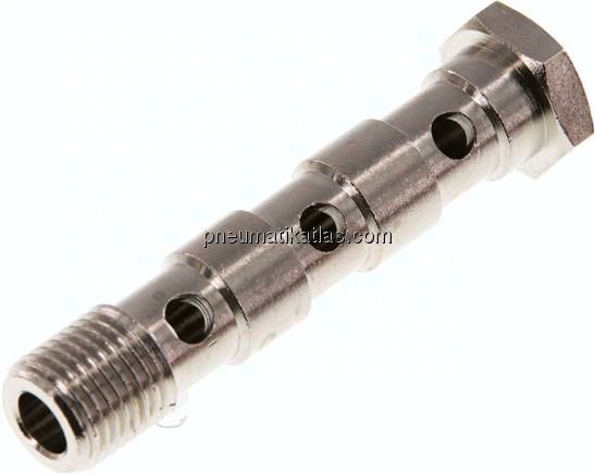 Hohlschraube, 3-fach G 1/4"-67mm, Messing vernickelt