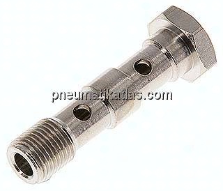 Hohlschraube, 2-fach G 1/8"-40,5mm, Messing vernickelt
