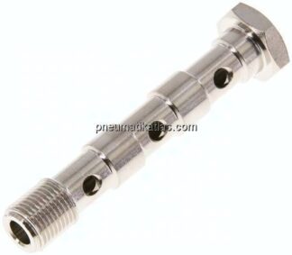 Hohlschraube, 3-fach G 1/8"-57mm, Messing vernickelt