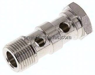 Hohlschraube, 2-fach G 3/8"-42mm, Messing vernickelt