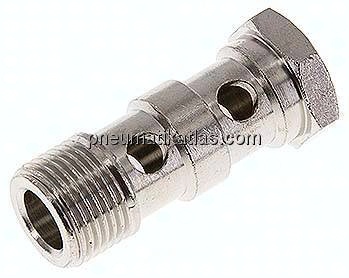 Hohlschraube, 2-fach G 3/8"-42mm, Messing vernickelt