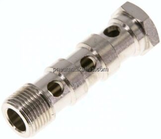 Hohlschraube, 3-fach G 3/8"-57mm, Messing vernickelt