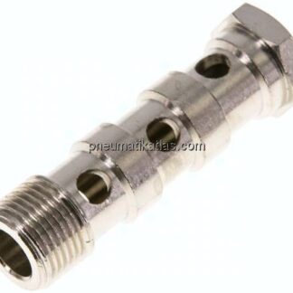 Hohlschraube, 3-fach G 3/8"-57mm, Messing vernickelt