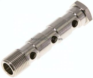 Hohlschraube, 3-fach G 3/8"-79mm, Messing vernickelt