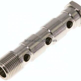 Hohlschraube, 3-fach G 3/8"-79mm, Messing vernickelt