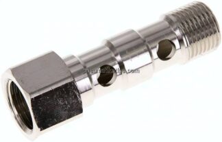 Hohlschraube, 2-fach Innengew. G 1/2"-62,5mm, Messing vernickelt