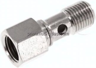 Hohlschraube, 1-fach Innengew. G 1/4"-28mm, Messing vernickelt