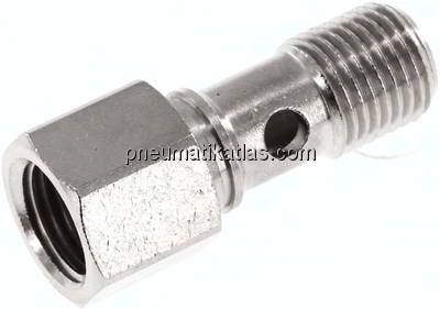 Hohlschraube, 1-fach Innengew. G 1/4"-28mm, Messing vernickelt