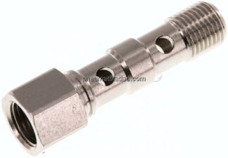 Hohlschraube, 2-fach Innengew. G 1/4"-46,7mm, Messing vernickelt