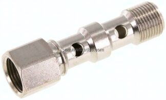 Hohlschraube, 2-fach Innengew. G 3/8"-53,8mm, Messing vernickelt