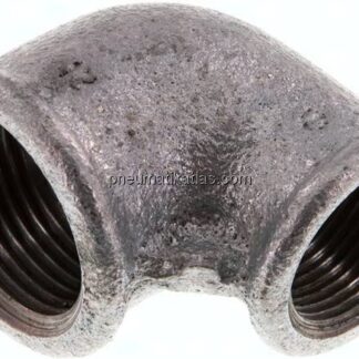 90°-Winkel Rp 1"-Rp 3/4", Temperguss verzinkt