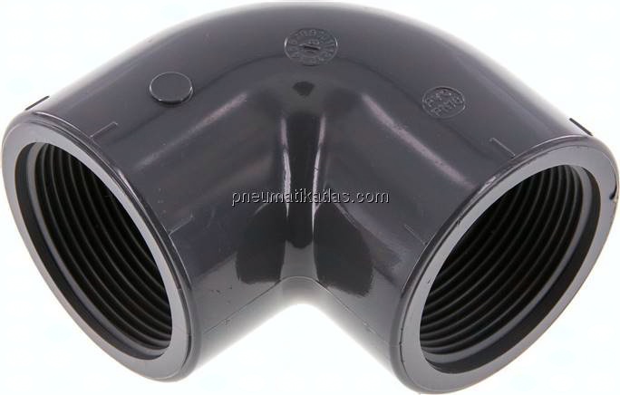 90°-Winkel Rp 1-1/2" (IG), PVC-U