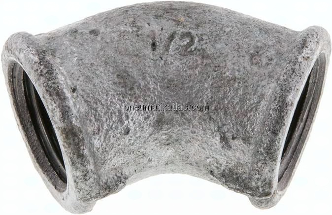45°-Winkel Rp 1/2" (IG), Temperguss verzinkt