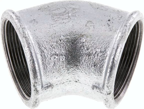 45°-Winkel Rp 2" (IG), Temperguss verzinkt
