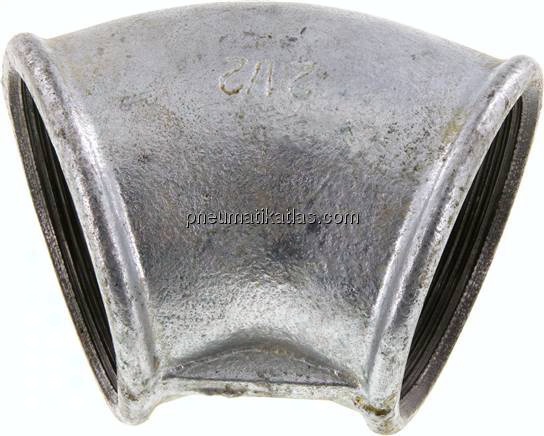 45°-Winkel Rp 2-1/2" (IG), Temperguss verzinkt