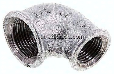 90°-Winkel Rp 3/4"-Rp 1/2", Temperguss verzinkt