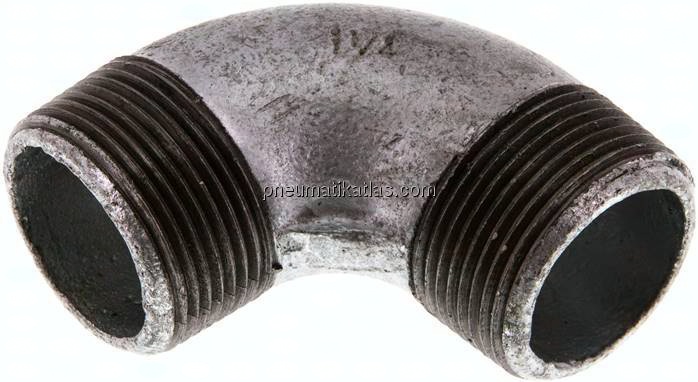 90°-Winkel R 1-1/4" (AG), Temperguss verzinkt