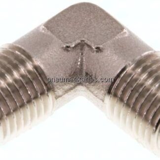 90°-Winkel R 1/4" (AG), Messing vernickelt