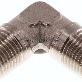 90°-Winkel R 1/8" (AG), Messing vernickelt