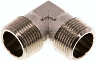 90°-Winkel R 3/4" (AG), Messing vernickelt