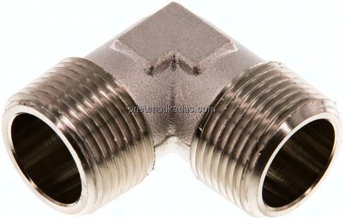 90°-Winkel R 3/4" (AG), Messing vernickelt