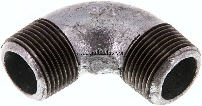 90°-Winkel R 3/4" (AG), Temperguss verzinkt
