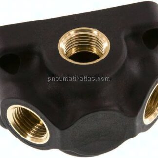 Wanddose (Luftweiche) G 1/2"-2x G 1/2", Endverteilerdose ohne Durchgangsgewinde