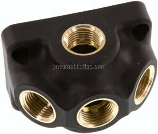Wanddose (Luftweiche) G 1/2"-3x G 1/2", Endverteilerdose ohne Durchgangsgewinde