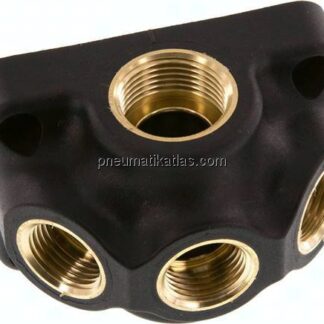 Wanddose (Luftweiche) G 3/4"-3x G 1/2", Endverteilerdose ohne Durchgangsgewinde