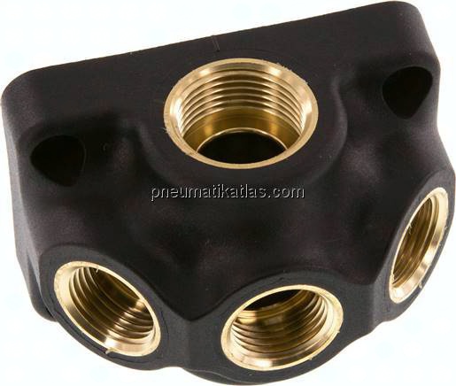 Wanddose (Luftweiche) G 3/4"-3x G 1/2", Endverteilerdose ohne Durchgangsgewinde
