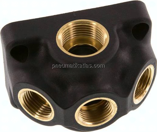 Wanddose (Luftweiche) G 3/4"-3x G 1/2", Durchgangsverteilerdose
