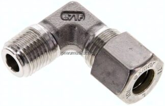 Winkel-Schneidringverschraub. M 14x1,5 (konisch)-10 L (M16x1,5), Klemmring 1.4571 (NC)