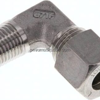 Winkel-Schneidringverschraub. R 1/4"-10 L (M16x1,5), Klemmring 1.4571 (NC)