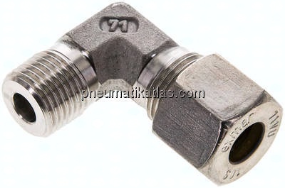 Winkel-Schneidringverschraub. M 16x1,5 (konisch)-10 S (M18x1,5), Klemmring 1.4571 (NC)