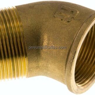 45°-Einschraubwinkel Rp 1-1/2"(IG)-R 1-1/2"(AG), Messing