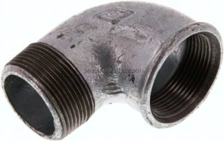 90°-Einschraubwinkel Rp 1-1/2"(IG)-R 1-1/2"(AG), Temperguss verzinkt