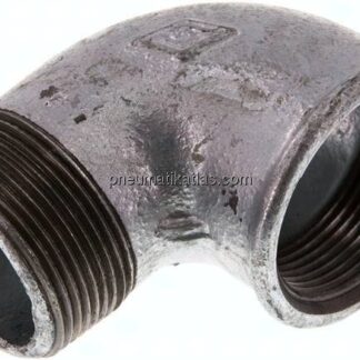 90°-Einschraubwinkel Rp 1-1/2"(IG)-R 1-1/2"(AG), Temperguss verzinkt