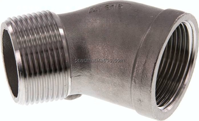 45°-Einschraubwinkel Rp 1-1/4"(IG)-R 1-1/4"(AG), 1.4408