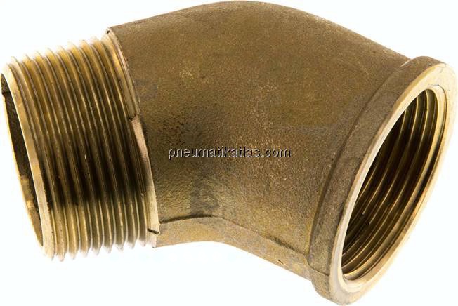 45°-Einschraubwinkel Rp 1-1/4"(IG)-R 1-1/4"(AG), Messing
