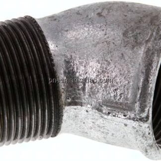 45°-Einschraubwinkel Rp 1-1/4"(IG)-R 1-1/4"(AG), Temperguss verzinkt